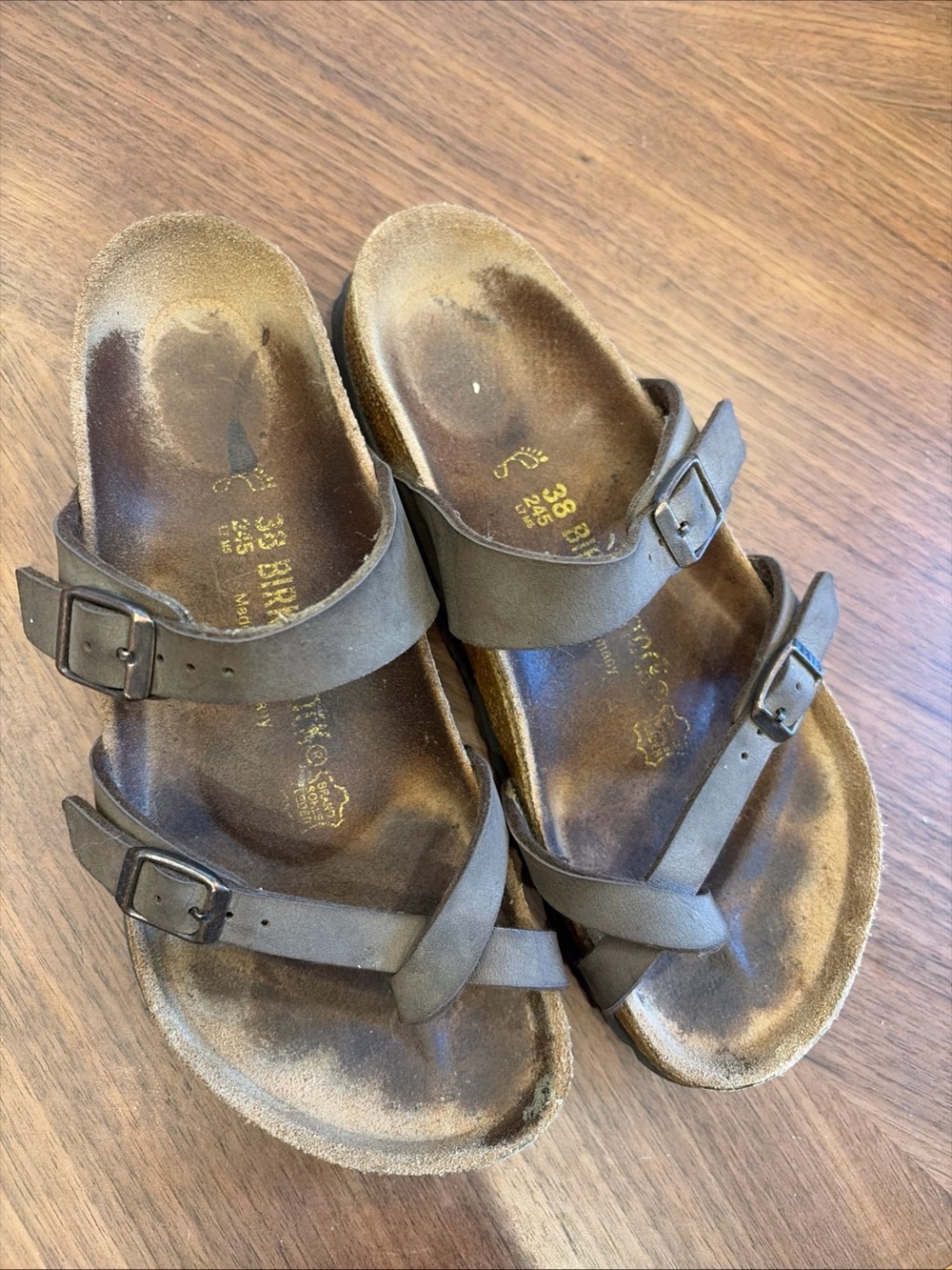 Birkenstock Women's Mayari Black Leather Slide Sandals Sz 38 GUC